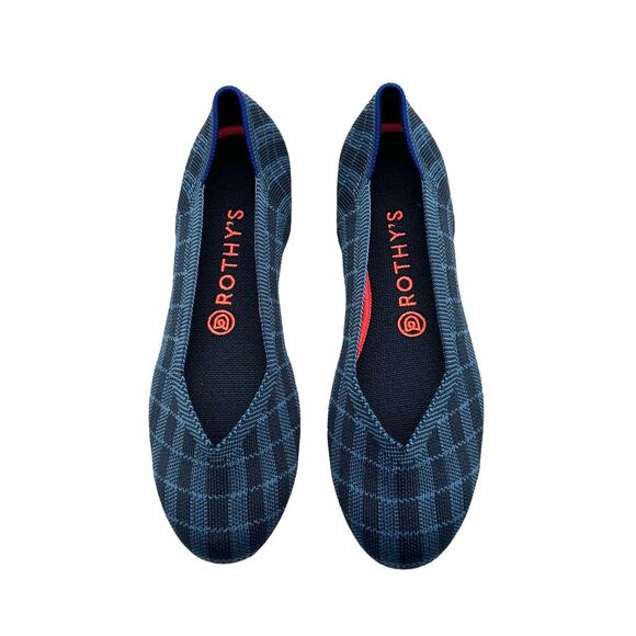 Rothy’s‎ The Flat Indigo Gingham Retired Women’s Size 8.5 - Picture 2 of 9